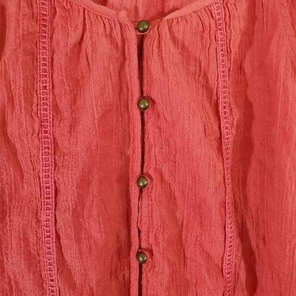 Rewind Red Button-Front Top - Picture 3 of 7